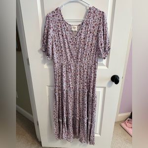 Light Purple Midi Dress with Flowers